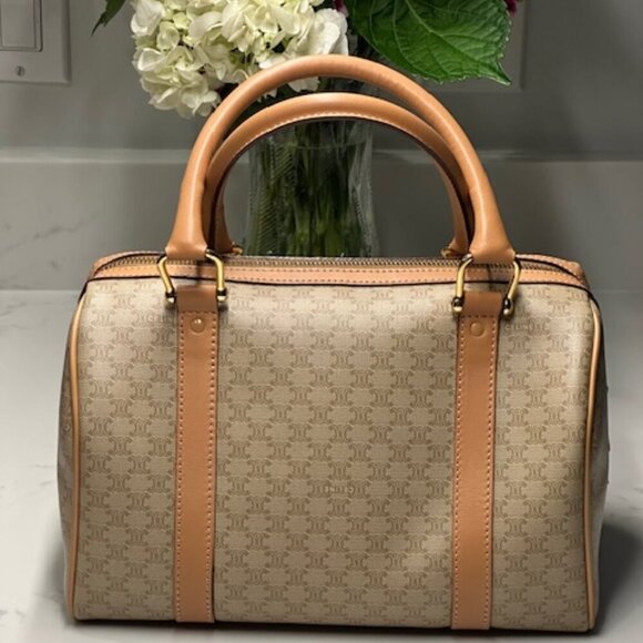 Celine Macadam Boston Bag Cream and Tan NWOT! + COA - Picture 8 of 16